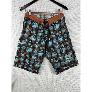 Dixxon Surf Board Shorts VW Bus Tropical Print Work Hard Stay Humble Sz 30